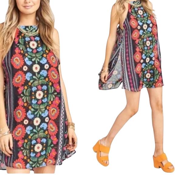 Show Me Your Mumu Byron Mini Chiffon Dress Mexicali Multi XS NWT - Picture 1 of 9